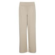 Ichi Långa Breda Regular Dambyxor Beige, Dam