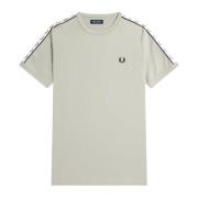 Fred Perry Ringer T-shirt med Laurel Crown Tape Gray, Herr