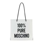 Moschino Ren Vit Läder Shoppingväska White, Dam