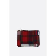 Comme des Garçons Röd Tartan Patchwork Plånbok med Guld Hardware Red, ...