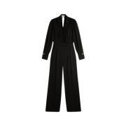 Suncoo V-ringad jumpsuit med knappdetaljer Black, Dam