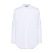 Moschino Vit Bomull Poplin Skjorta med Broderad Logotyp White, Herr