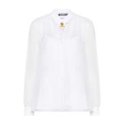 Moschino Vit Siden Genomskinlig Top White, Dam