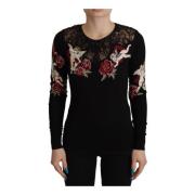 Dolce & Gabbana Svart Angel Broderad Cardigan Black, Dam