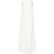 Alberta Ferretti Vit Strapless Klänning med Veckdetaljer White, Dam