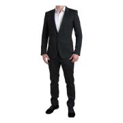 Dolce & Gabbana Slim Fit Svart Kostym - Martini Modell Black, Herr