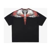 Marcelo Burlon Icon Wings T-shirt Svart Korallröd Black, Herr