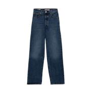 Levi's Hög Midja Straight Leg Jeans Blue, Dam