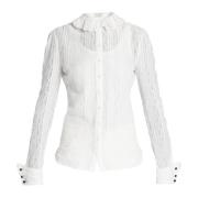 Saint Laurent Vit Broderad Blus för Kvinnor White, Dam