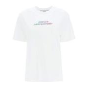 Stella McCartney Vit Bomull T-Shirt med Relief Logo White, Dam