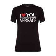 Versace Stilren Svart Logotyp T-Shirt Black, Dam