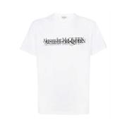 Alexander McQueen Vit Bomull T-shirt med Logodetalj White, Herr