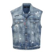 Dsquared2 Denim Vest Blue, Dam