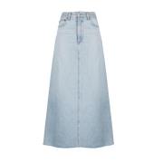 Agolde Blå Denim Maxi Kjol Blue, Dam