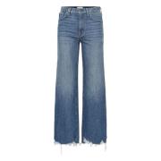 Frame Avslappnade Straight Jeans Blue, Dam