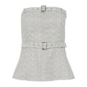 Gestuz Slim-fit Corsage Top med Bältdetaljer Gray, Dam