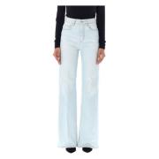 Ami Paris Hög Midja Flare Denim Jeans Blue, Dam