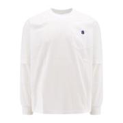 Sacai Vit Crew-neck T-shirt med dragkedjeficka White, Herr