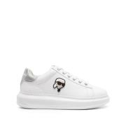 Karl Lagerfeld Lädersneakers med glitterdetaljer White, Dam