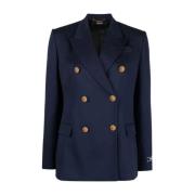 Versace Marinblå Dubbelknäppt Blazer Blue, Dam