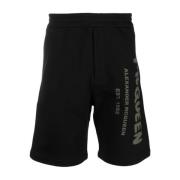 Alexander McQueen Svarta Shorts med Logotryck Black, Herr