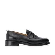 Thom Browne Svarta Slip-On Loafers i Pebble-Grain Black, Herr