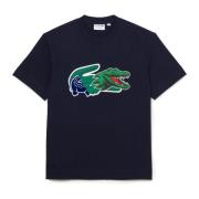 Lacoste Semester Krokodil Print Tee Blue, Herr