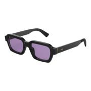 Retrosuperfuture Rektangulära solglasögon i svart med lila linser Blac...