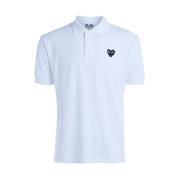 Comme des Garçons Play Vit Polo Tröja med Svart Hjärta White, Herr