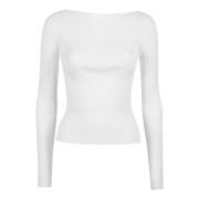 Courrèges Ribbstickad Sweatshirt White, Dam