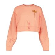 Palm Angels Målad Sweatshirt med Tryckt Logotyp Orange, Dam