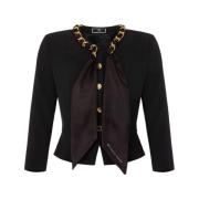 Elisabetta Franchi Svarta Jackor med Gyllene Knappar Black, Dam