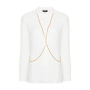 Elisabetta Franchi Ivoar Georgette Viskos Skjorta med Body Chain White...