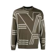 Emporio Armani Logo Pullover med Maxi Design Green, Herr