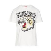 Kenzo Premium Bomull T-shirt med Mjuk Jersey White, Dam
