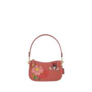 Coach Jacquard Beige Field Tote Väska Pink, Dam