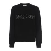 Alexander McQueen Bomull Logo Sweaters Black, Herr