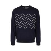 Emporio Armani Tryckt Pullover Blue, Herr