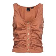 Pinko Samlad Stretch Poplin Topp Brown, Dam