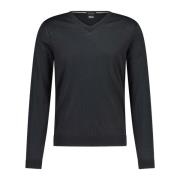 Hugo Boss Slim-Fit V-Hals Ulltröja Black, Herr