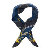 Versace Nautic Print Sidenhalsduk Blue, Herr