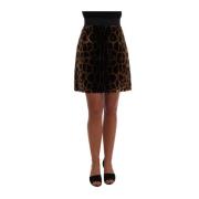 Dolce & Gabbana Brown Leopard Print Silk A-Line Skirt Brown, Dam