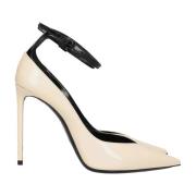 Saint Laurent Vita Läderpumps med Spänne White, Dam