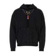 Marcelo Burlon Oversize Sweatshirt med Fjäderhalsband Black, Herr