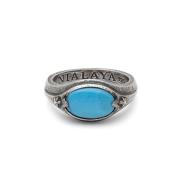 Nialaya Sterling Silver Oval Signet Ring with Genuine Turquoise Gray, ...
