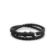 Nialaya Men's Black Wrap Around Leather Bracelet with Buckle Closure B...