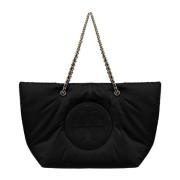 Tory Burch Ella Logo-Patch Väska Black, Dam