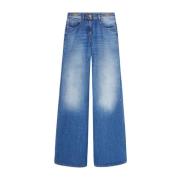 Versace Indigo Blå Tvättad Denim Jeans Blue, Dam