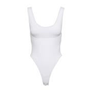 Alaïa Blanc Bodysuit - Hög Benutskärning White, Dam