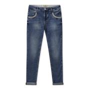 MOS MOSH Klassiska Cropped Jeans med Stiliga Detaljer Blue, Dam